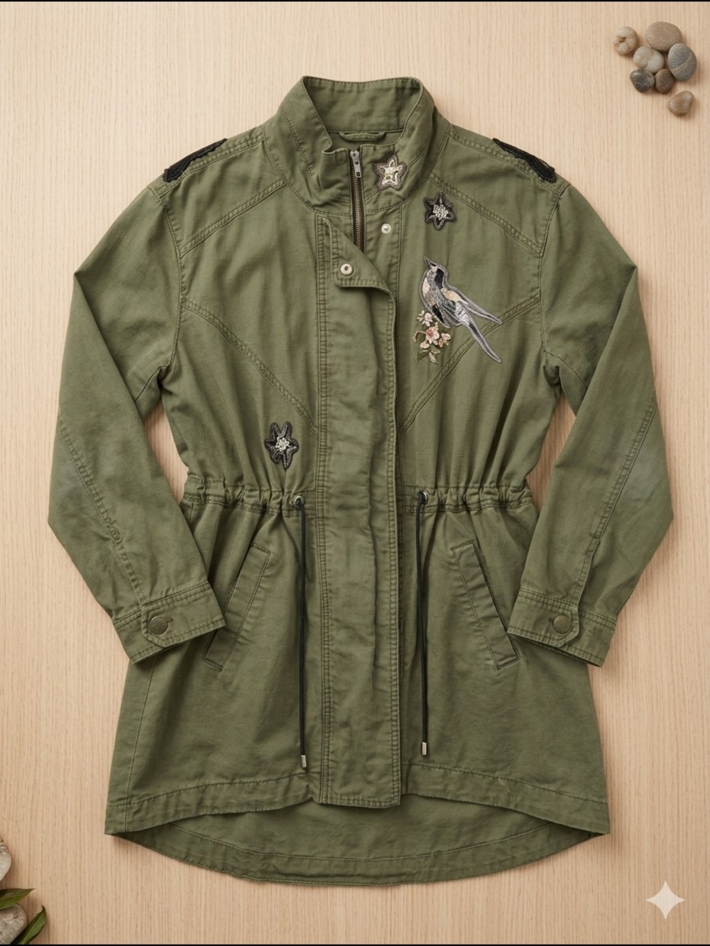 CAbi Women's Olive Green Bird Utility Jacket